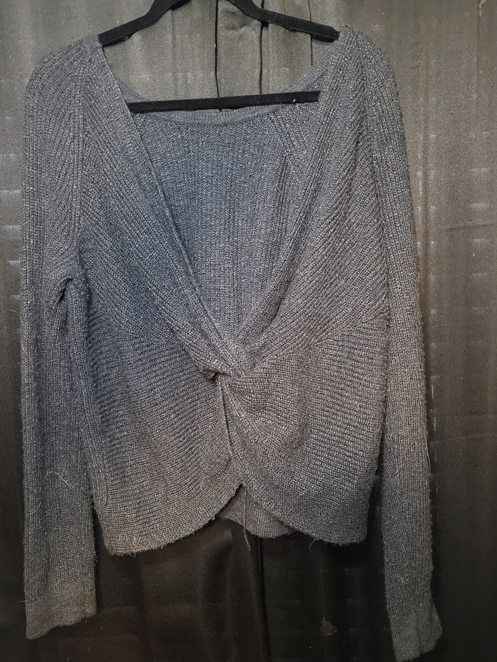 aerie Gray Twist-Front V-Neck Sweater